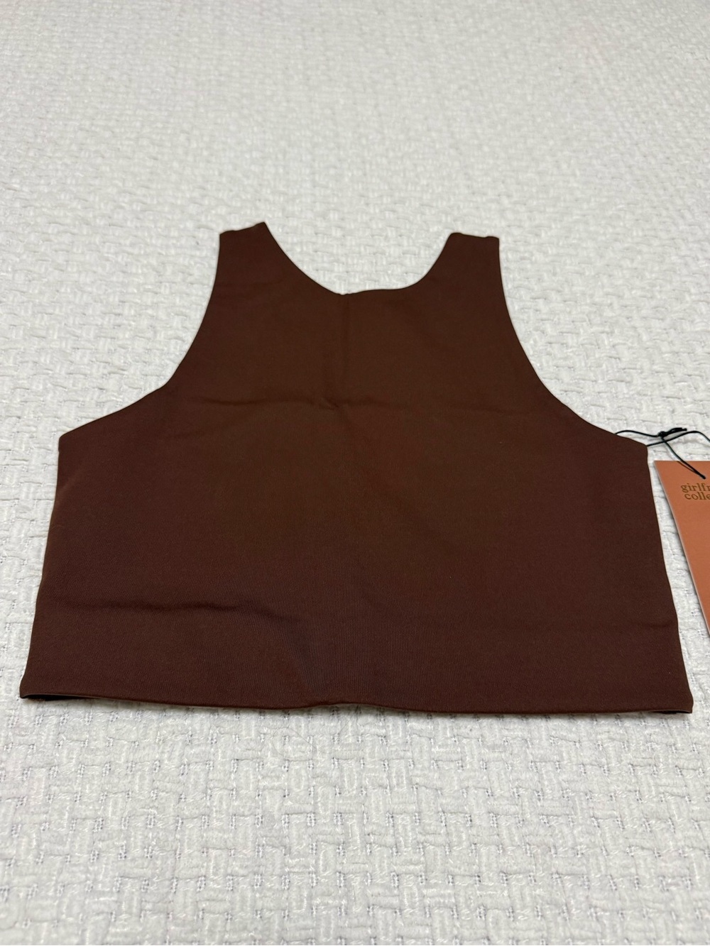 Girlfriend Collective brown crop top. Women’s small.  NEW WITH TAGS.